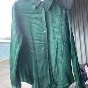 Ann Taylor Forest Green Silk Blouse